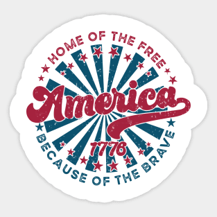 home Of The Free Because Of The Brave Retro Sticker